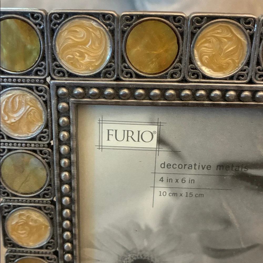 Furio Decorative Metals Standing Photo Frame with Accents holds 4”x 6” photo